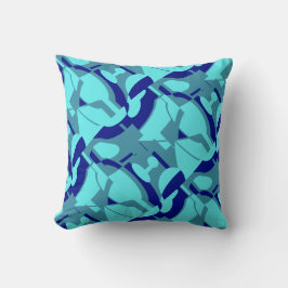 Navy Aqua Slate Mediterranean Diagonal Abstract Kussen