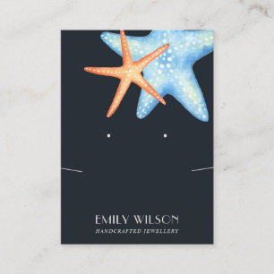 NAVY AQUATIC STAR FISH KETTING EARRING DISPLAY VISITEKAARTJE