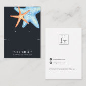 NAVY AQUATIC STAR FISH KETTING OORBEL DISPLAY VISITEKAARTJE (Voorkant / Achterkant)