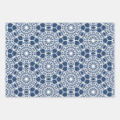 Navy Arabesque Geometric Pattern Inpakpapier Vel (Voorkant 2)