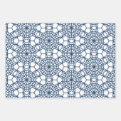 Navy Arabesque Geometric Pattern Inpakpapier Vel (Voorkant)