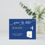 Navy Arizona Wedding Save the Date Map Briefkaart (Staand voorkant)