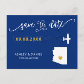 Navy Arizona Wedding Save the Date Map Briefkaart (Voorkant)