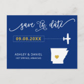 Navy Arkansas Wedding Save the Date Map Briefkaart (Voorkant)