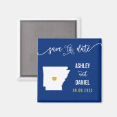 Navy Arkansas Wedding Save the Date Map Magneet (Voorkant / Achterkant)