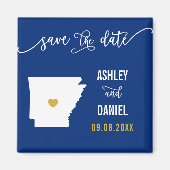 Navy Arkansas Wedding Save the Date Map Magneet (Voorkant)
