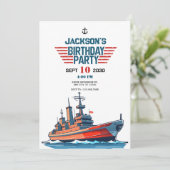 Navy Army Schip Verjaardag Kaart (Staand voorkant)