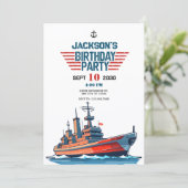 Navy Army Schip Verjaardag Kaart (Staand voorkant)