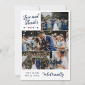 Navy Arrow Photo Collage Love & Bedankt Wedding (Voorkant)