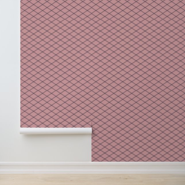 Navy Art Deco Diamanten op Roze Behang (Applicatie)