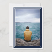 Navy Art Deco Foto Birthday Surprise Party Kaart (Achterkant)