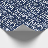 Navy Art Deco Happy Birthday Cadeaupapier (Hoek)
