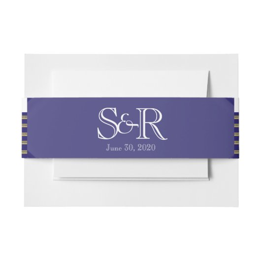 Navy Art Deco Posh Bruiloft Belly Band Uitnodigingen Wikkel (Voorkant Voorbeeld)