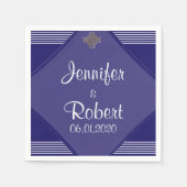 Navy Art Deco Posh Bruiloft Servet (Voorkant)