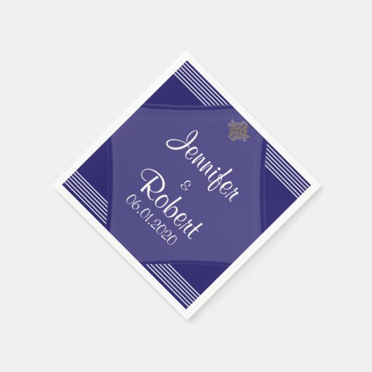 Navy Art Deco Posh Bruiloft Servet (Hoek)