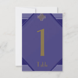 Navy Art Deco Posh Trouwtafel nummer Kaart