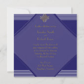 Navy Art Deco Posh Wedding Invitation Kaart (Achterkant)