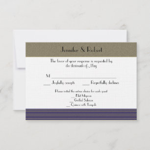 Navy Art Deco Posh Wedding Response Card RSVP Kaartje