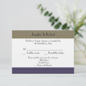 Navy Art Deco Posh Wedding Response Card RSVP Kaartje (Staand voorkant)