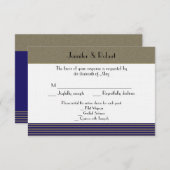 Navy Art Deco Posh Wedding Response Card RSVP Kaartje (Voorkant / Achterkant)