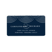 Navy Art Deco String Lights Retouradres Label (Voorkant)