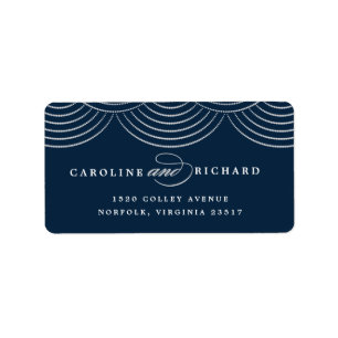 Navy Art Deco String Lights Retouradres Label