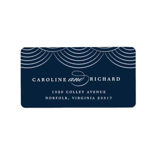 Navy Art Deco String Lights Retouradres Label (Voorkant)