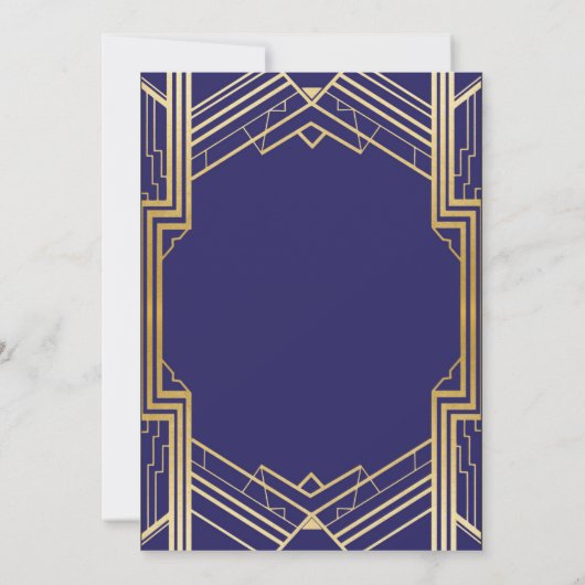 Navy Art Deco Verloving Nodig Gatsby 1920 uit Kaart (Achterkant)