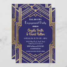 Navy Art Deco Verloving Nodig Gatsby 1920 uit