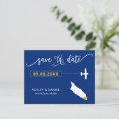 Navy Aruba Wedding Save the Date Map Briefkaart (Staand voorkant)