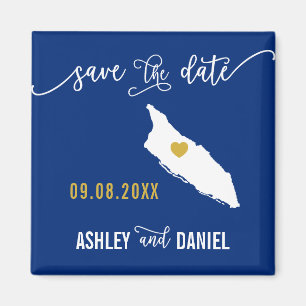 Navy Aruba Wedding Save the Date Map Magneet
