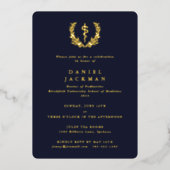 Navy Asclepius Medical School Afstuderen Folie Uitnodiging (Voorkant)