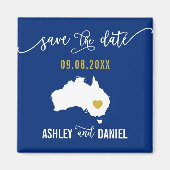 Navy Australia Wedding Save the Date Map Magneet (Voorkant)