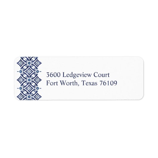 Navy Azulejo | Spaans Tegel Pattern V2 Label (Voorkant)