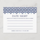 Navy Azulejo Spaanse Tegel Shower Date Night Advieskaart (Voorkant)