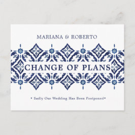 Navy Azulejo | VERANDERING VAN PLANNEN IN DE Tegel Aankondigingskaart