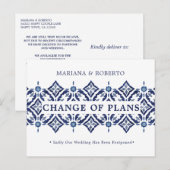 Navy Azulejo | VERANDERING VAN PLANNEN IN DE Tegel Aankondigingskaart (Voorkant / Achterkant)