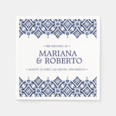 Navy Azulejos | Spaans tegel grens gepersonaliseer Servet (Voorkant)