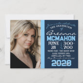 Navy & Baby Blauw Afstuderen 2 Fotouitnodiging Kaart (Voorkant)