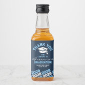 Navy & Baby Blue Afstuderen Dank je Mini Likeurfles Etiket (Voorkant)