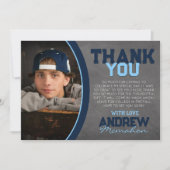 Navy & Baby Blue Chalkboard Afstudeerder Dank u ka Kaart (Voorkant)