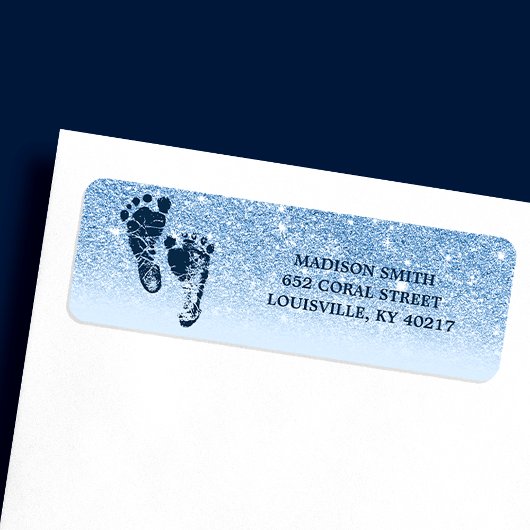 Navy Baby Blue Glitter Ombre Baby Feet Etiket