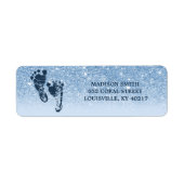 Navy Baby Blue Glitter Ombre Baby Feet Etiket (Voorkant)
