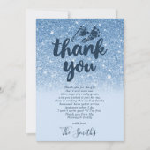 Navy Baby Blue Glitter Ombre Baby shower Bedankkaart (Voorkant)