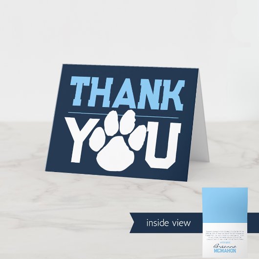 Navy & Baby Blue Paw Afstuderen vouwen Bedankkaart