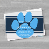 Navy & Baby Blue Pawprint Afstuderen Elegant Acryl Uitnodigingen