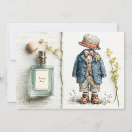 Navy Baby Boy 1e Verjaardag & Parfum Sketch Kaart