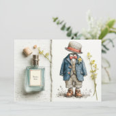 Navy Baby Boy 1e Verjaardag & Parfum Sketch Kaart (Staand voorkant)