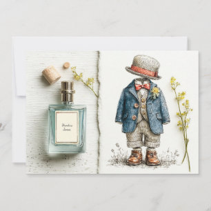 Navy Baby Boy 1e Verjaardag & Parfum Sketch Kaart