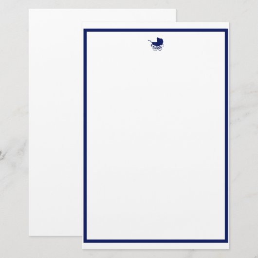 Navy Baby Carriage Briefpapier (Voorkant / Achterkant)